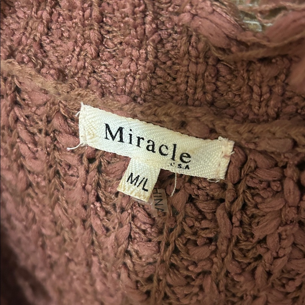 Miracle Rust V-Neck Distressed Sweater - Picture 5 of 5